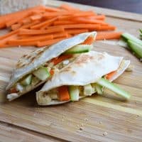Hummus Quesadillas with Feta and Vegetables