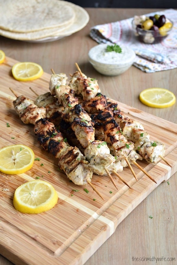 ﻿Grilled Greek Chicken Kabobs with Tzatziki - The Schmidty Wife