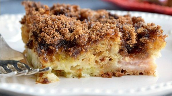 Rhubarb Coffee Cake on a plate