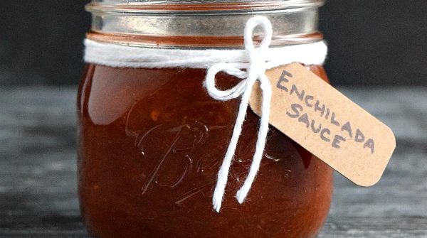 front view of enchilada sauce in jar