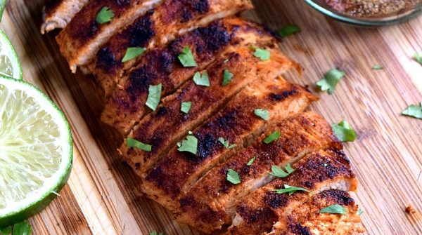Southwest Chicken breast sliced on a cutting board