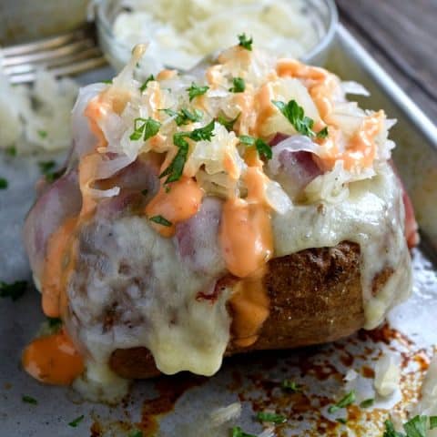 Reuben Stuffed Baked Potatoes - The Schmidty Wife