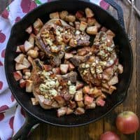 Apple Bacon Blue Smothered Pork Chops