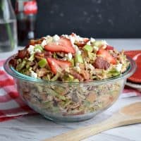 Shaved Brussel Sprout Salad with Strawberries, Apple, & Bacon
