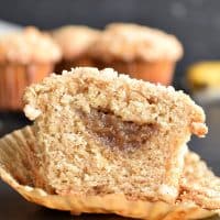 Banana Foster Filled Banana Muffins