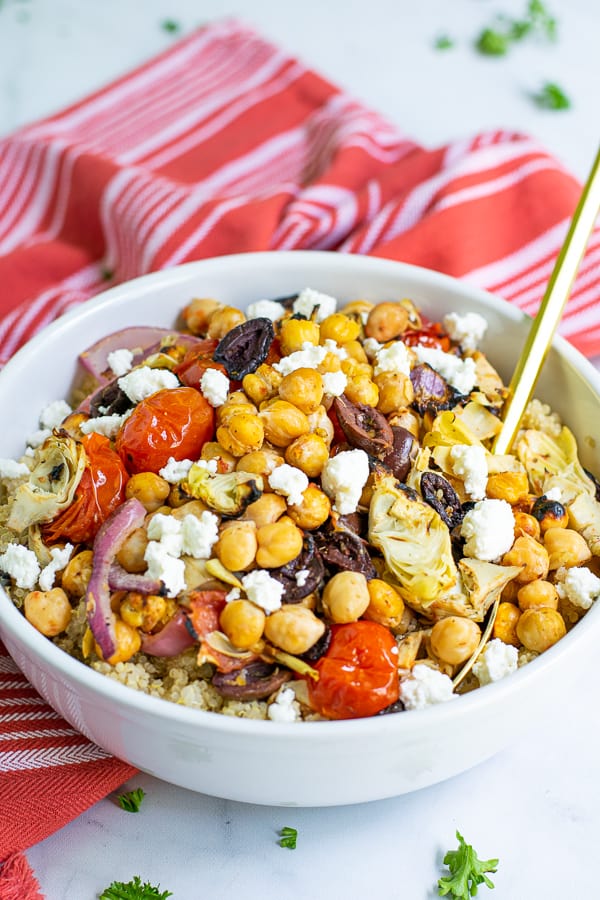 Grilled Chickpea Salad with Feta - The Schmidty Wife