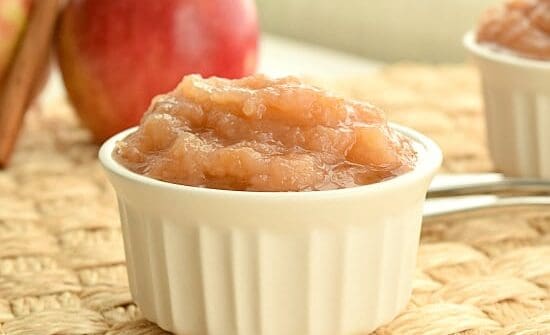 ramekin full of freshly made applesauce
