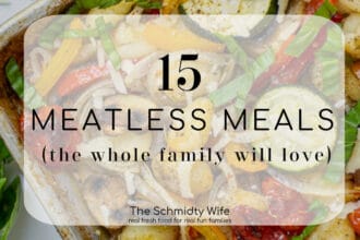 sheet pan gnocchi with '15 meatless meals' title