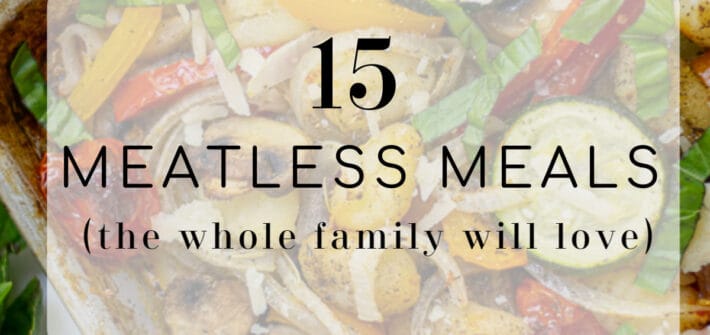 sheet pan gnocchi with '15 meatless meals' title