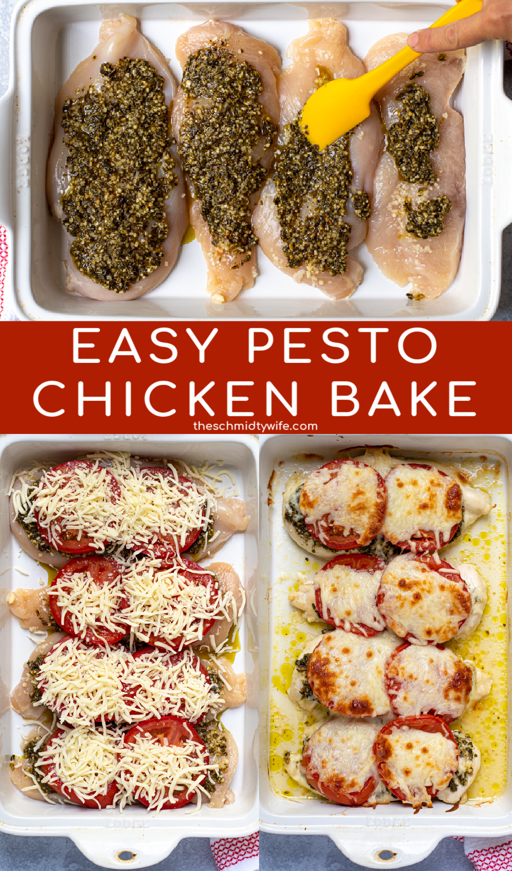 Easy Pesto Chicken Bake (5 Ingredients) The Schmidty Wife