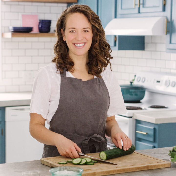 Lauren Schmidt of The Schmidty Wife in her kitchen.