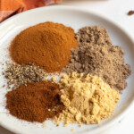 Pinterest pin with logo 'The Schmidty Wife', image of plate with piles of spices that make chai.