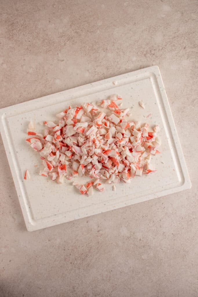 Chopped imitation crab.