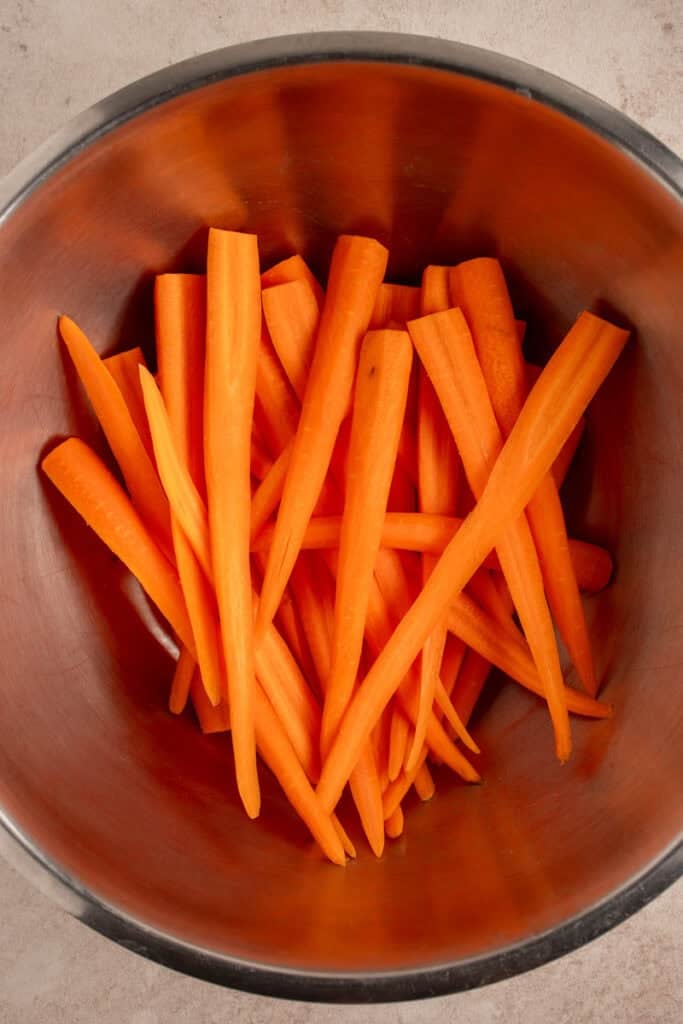 Carrots in a mixing bowl.