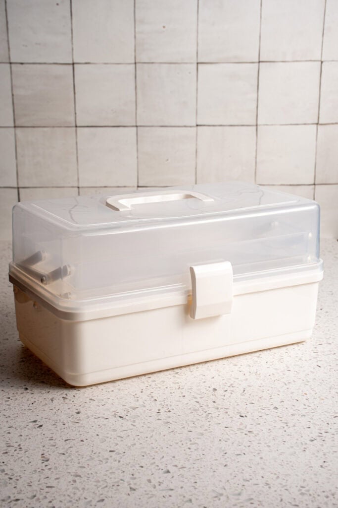 A white snack tackle box.