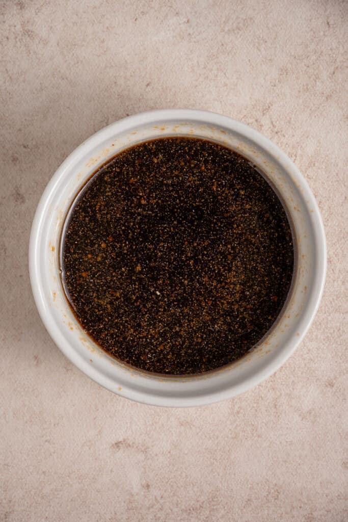 The sauce all mixed together in a small bowl.
