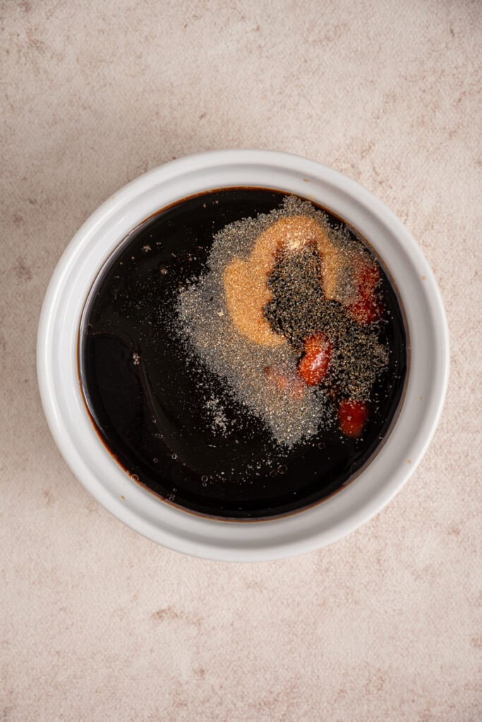 Ingredients for making the sauce in a small bowl.
